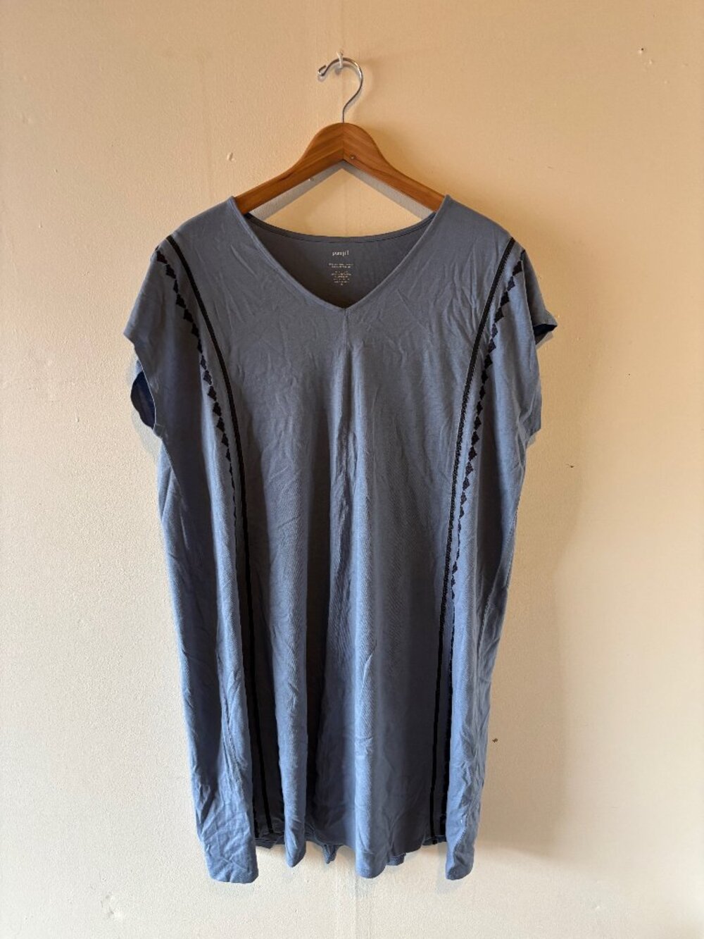 Casual Blue Cotton Shift Dress